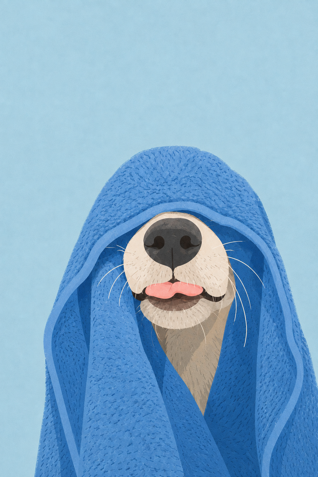 A dog with a towel after a walk