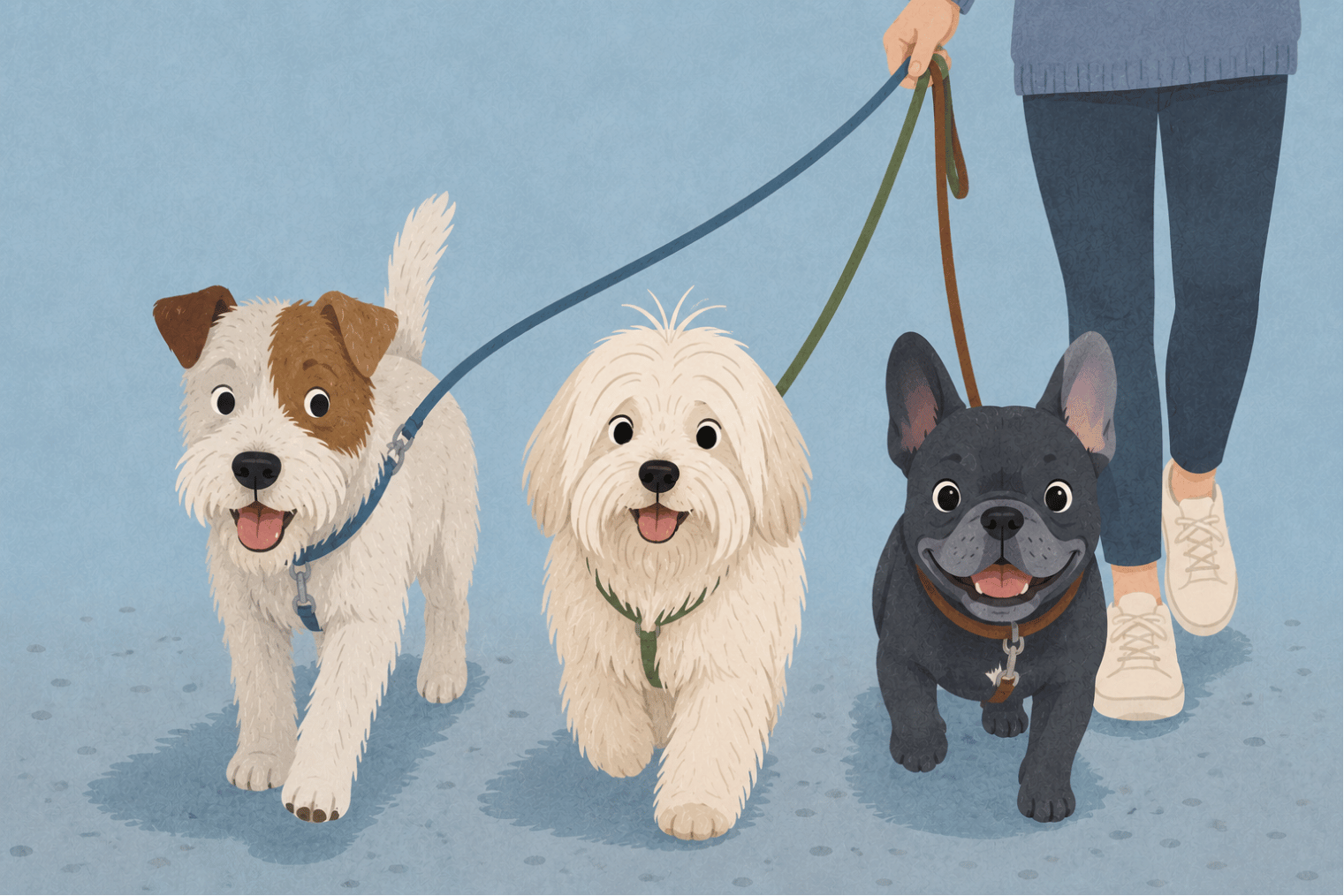 Dogs enjoying a walk together