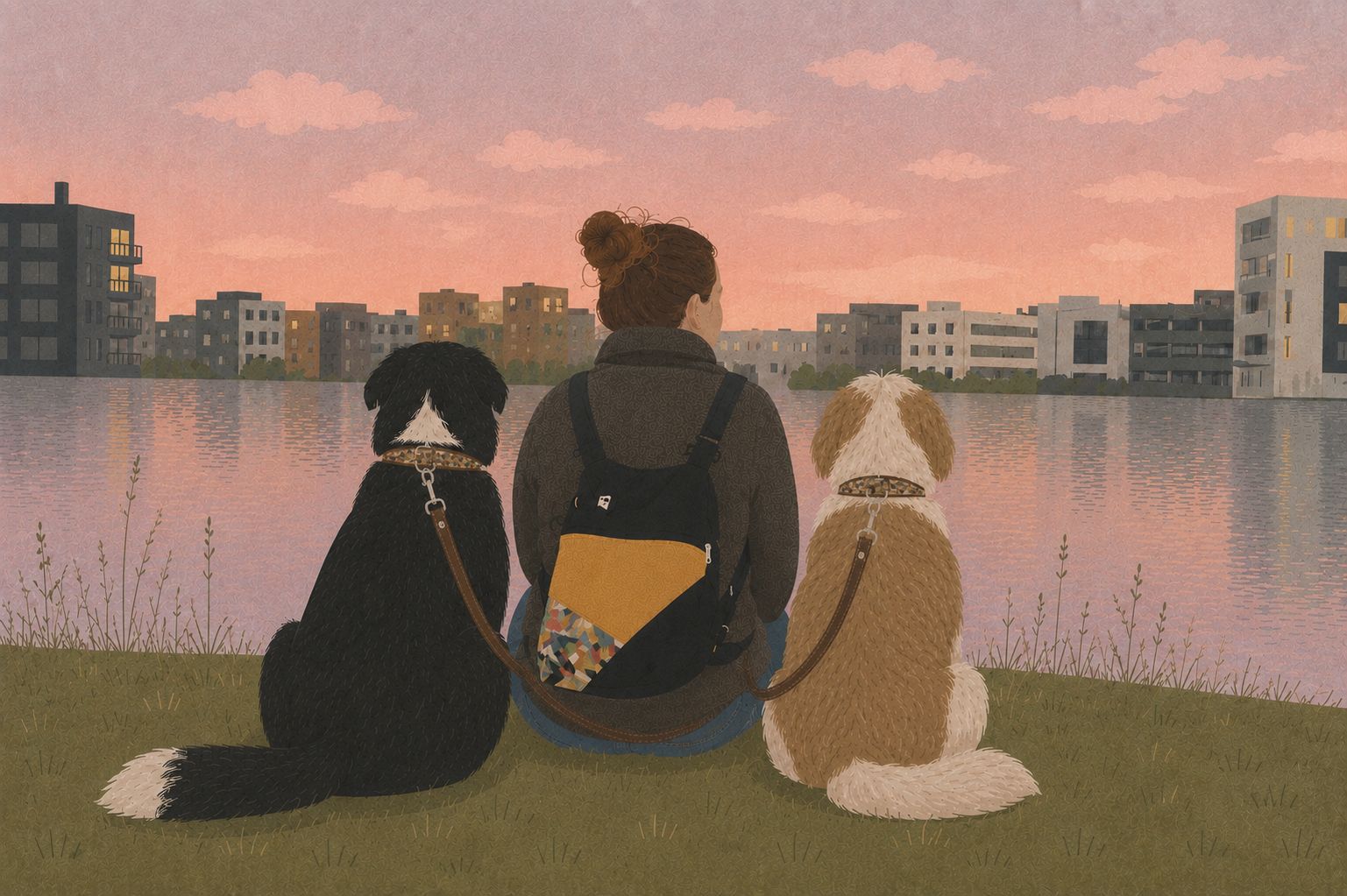 Maite with two dogs